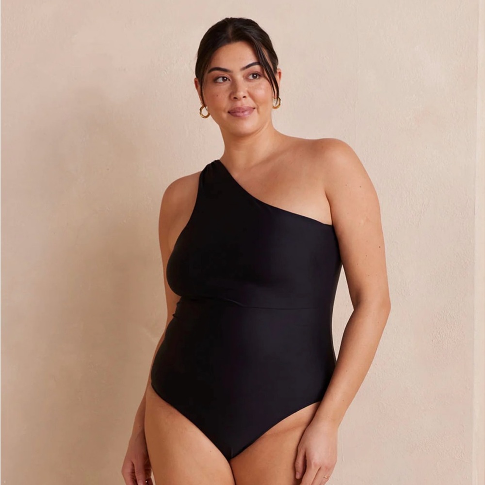 Summersalt Kids Black One Shoulder Bodysuit